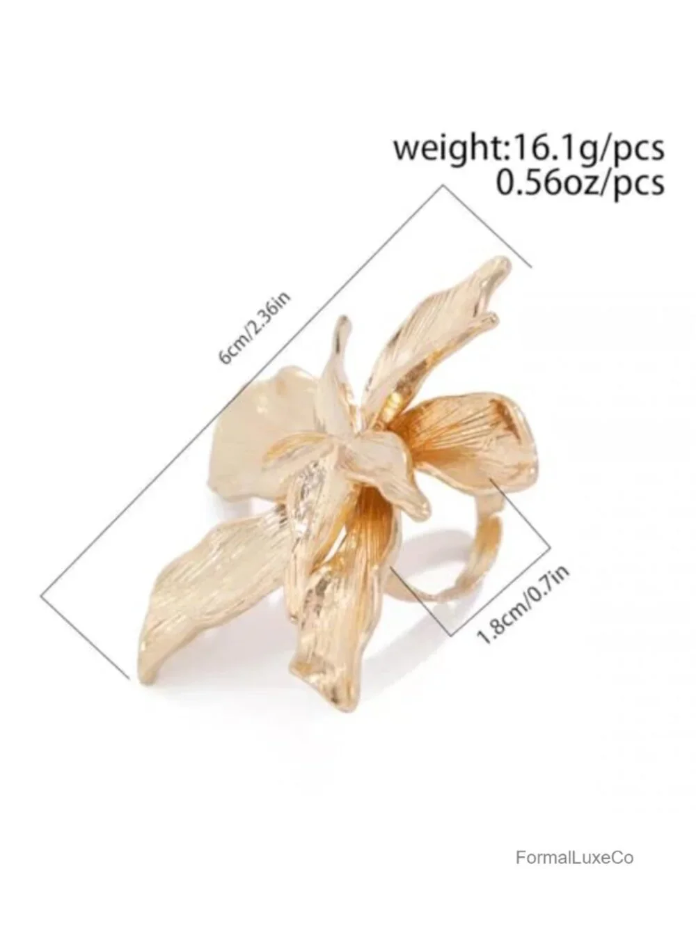 Oversized 3D Floral Statement Ring for Women Adjustable